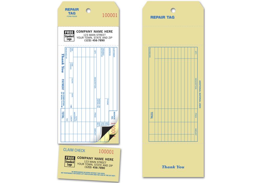 Product image for Invoice Repair Tag - Item# R2539