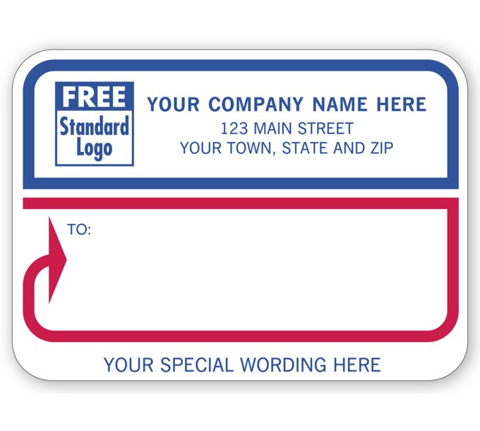 Business Labels - Rolls White with Blue & Red Borders Mailing Labels ...