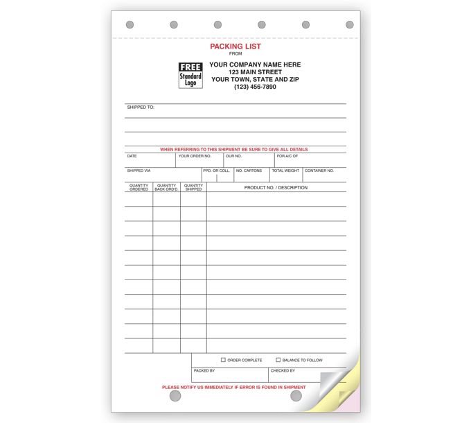 Order Packing Lists Shipping and Receiving Forms & Documents | Deluxe.com