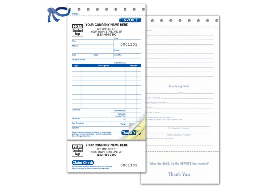 Service Order Form with Claim Check, Carbonless \ Deluxe.com