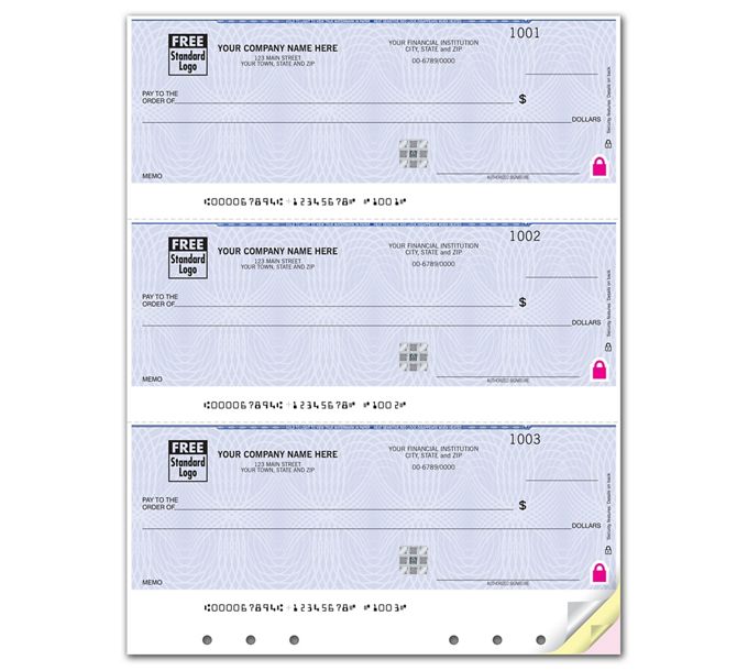 High Security 3 on Pg Laser Checks with Holes - For Quicken & more