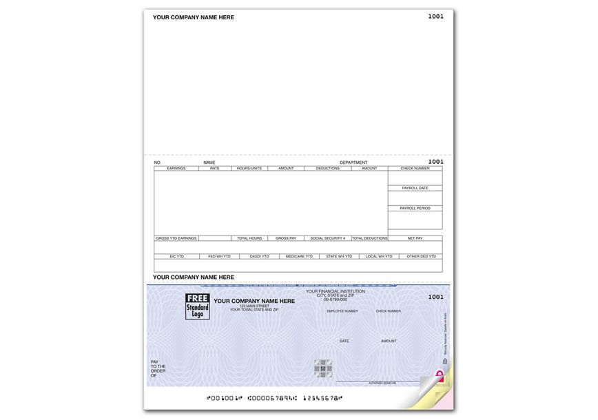 High Security Laser Bottom Payroll Check - SSLB330 \ Deluxe