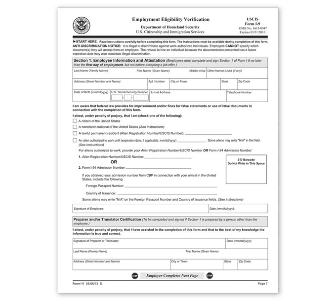 I9 Form Employment Eligibility Form Requirements, 51 OFF