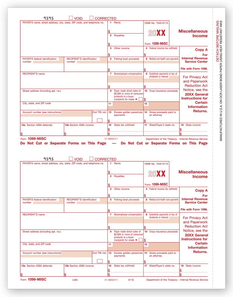 21 Laser 1099 Misc Income Federal Copy A Deluxe Com