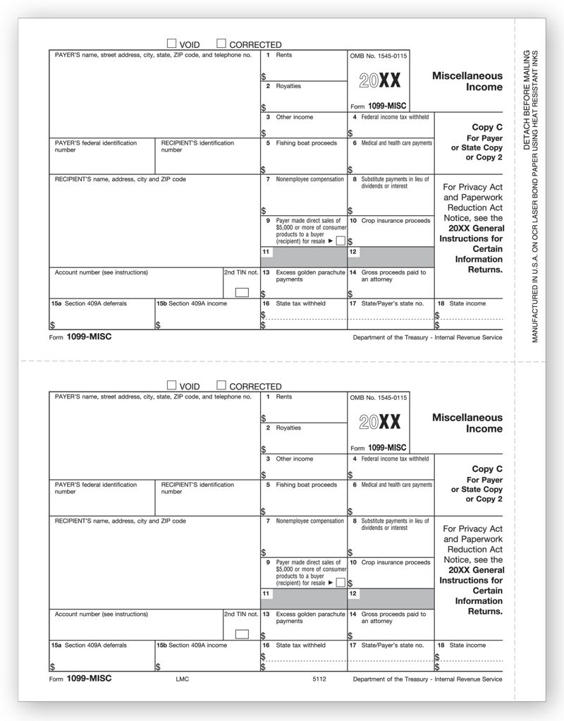 21 Laser 1099 Misc Income Payer State Copy C Deluxe Com