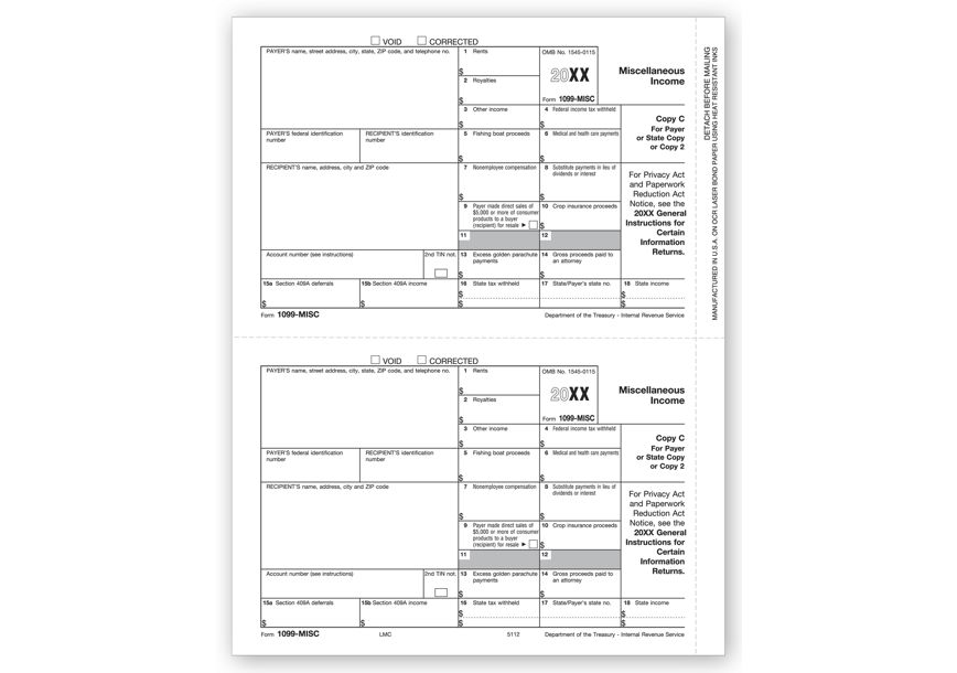 Product image for Laser 1099-MISC Income, Payer/State Copy, Bulk - Item# TF5112B