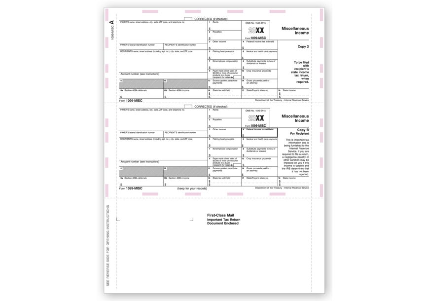 Product image for Laser 1099-MISC Income, Pressure Seal - Item# TF5113