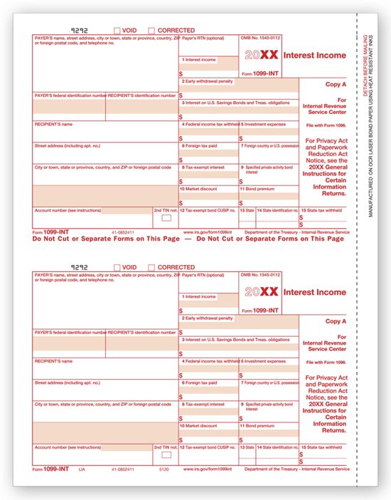 21 Laser 1099 Int Income Federal Copy A Deluxe Com