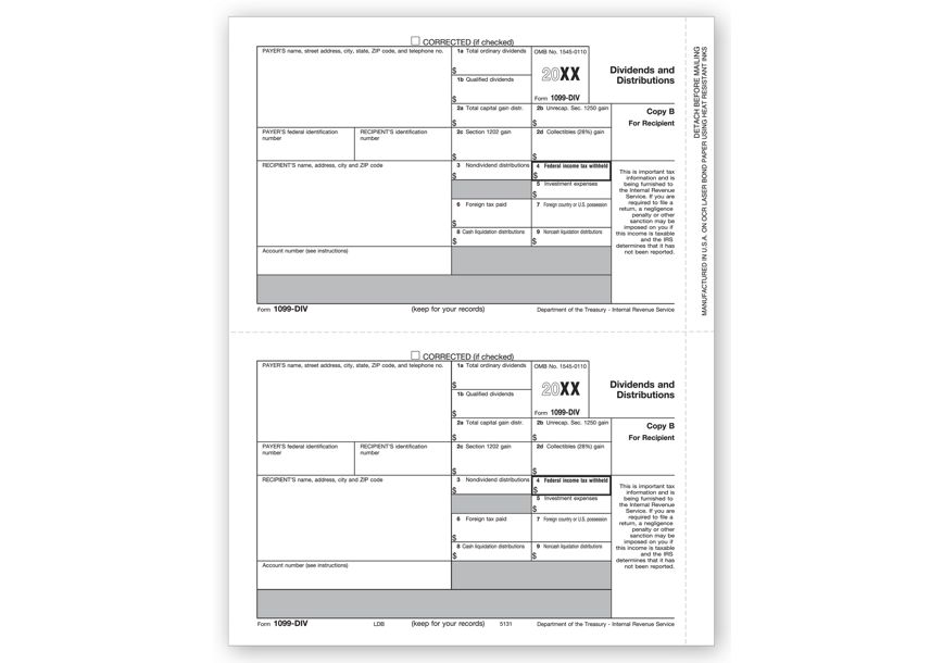 Product image for Laser 1099-DIV Income, Recipient Copy B - Item# TF5131