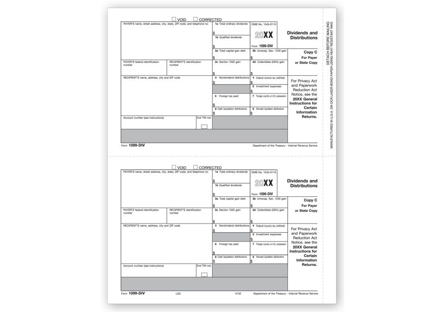 Product image for Laser 1099-DIV Income, State Copy C, Bulk - Item# TF5132B