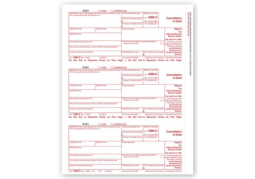 Product image for Laser 1099-C, Federal Copy A - Item# TF5137