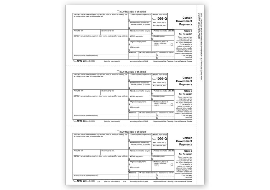 Product image for Laser 1099-G, Payer and/or Borrower Copy B - Item# TF5157