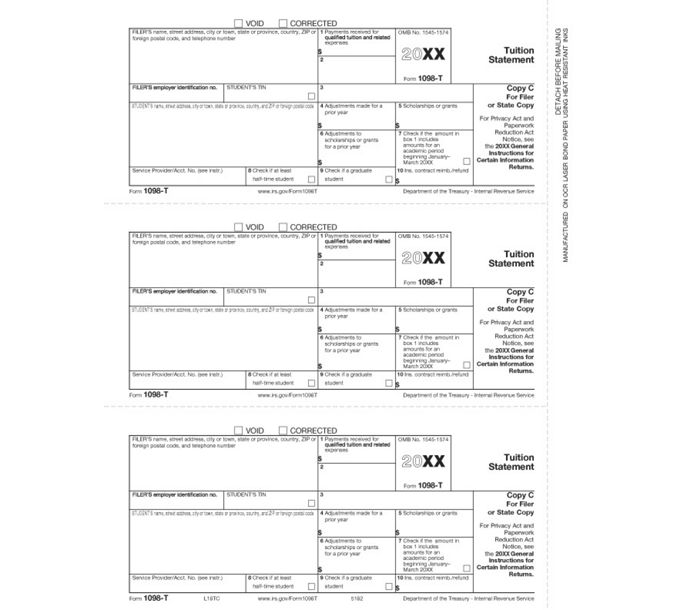 Laser 1098-T, Filer and/or State Copy C, Bulk | Deluxe.com