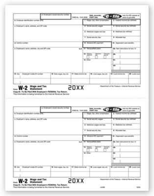 2020 Laser W-2, Employee Copy B, Bulk