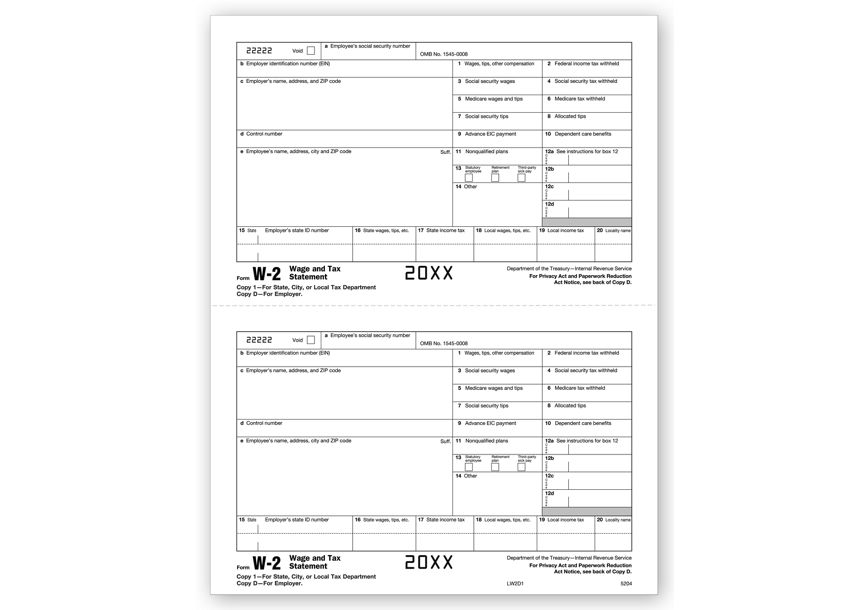 Product image for Laser W-2, Employer Copy 1/Copy D - Item# TF5204