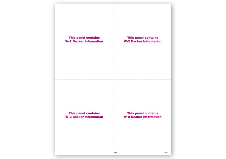 Product image for 4-Up Blank Laser W-2 with Backer - Item# TF5209