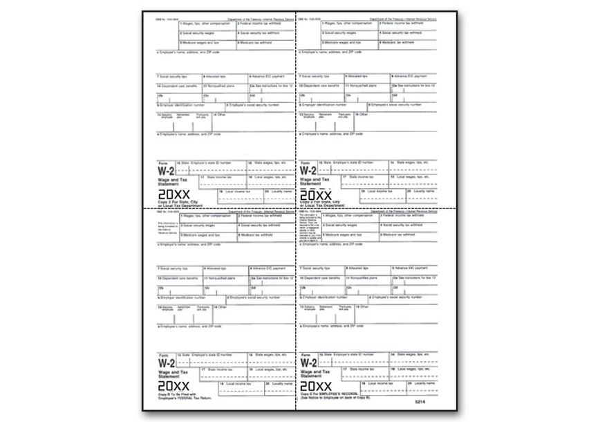 Product image for 4-Up Laser W-2, Employee Copy, M-Style, Bulk - Item# TF5214B
