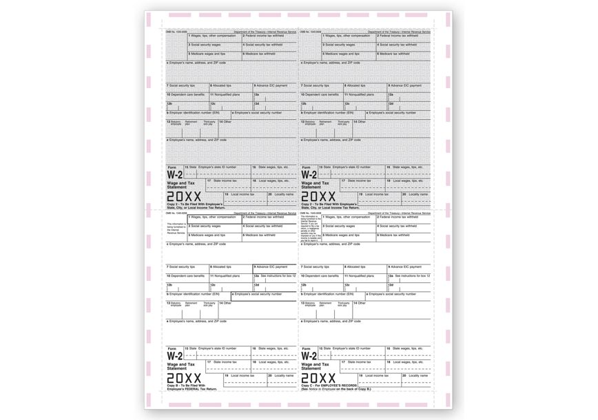 Product image for 4-Up Laser W-2, Pressure Seal - Item# TF5220