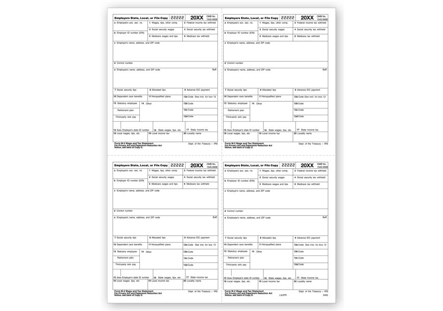 Product image for 4-Up Laser W-2, Employer Copy - Item# TF5405