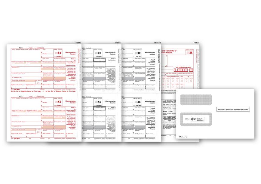 Product image for Laser 1099-MISC Income Set & Envelope Kit, 4-part - Item# TF6103E