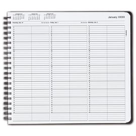 TIME25-TimeScan 2 Col Wirebound Book - 15 Min, 7am-6pm w/extra hrTIME25