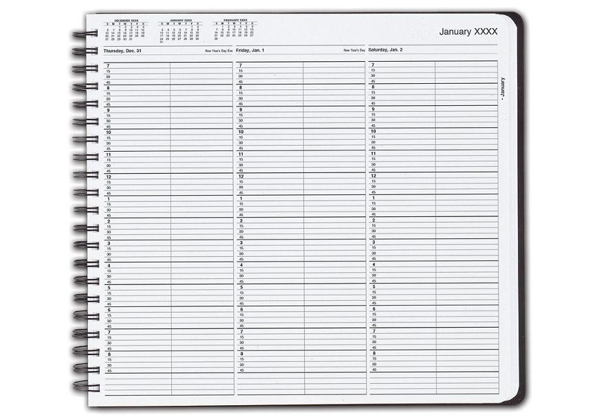 Product image for TimeScan 2 Col Wirebound Book - 15 Min, 7am-9pm w/extra hr - Item# TIME29