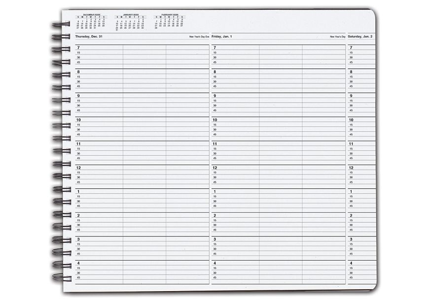 Product image for TimeScan 3 Col Wirebound Book - 15 Min, 7am-5pm - Item# TIME41