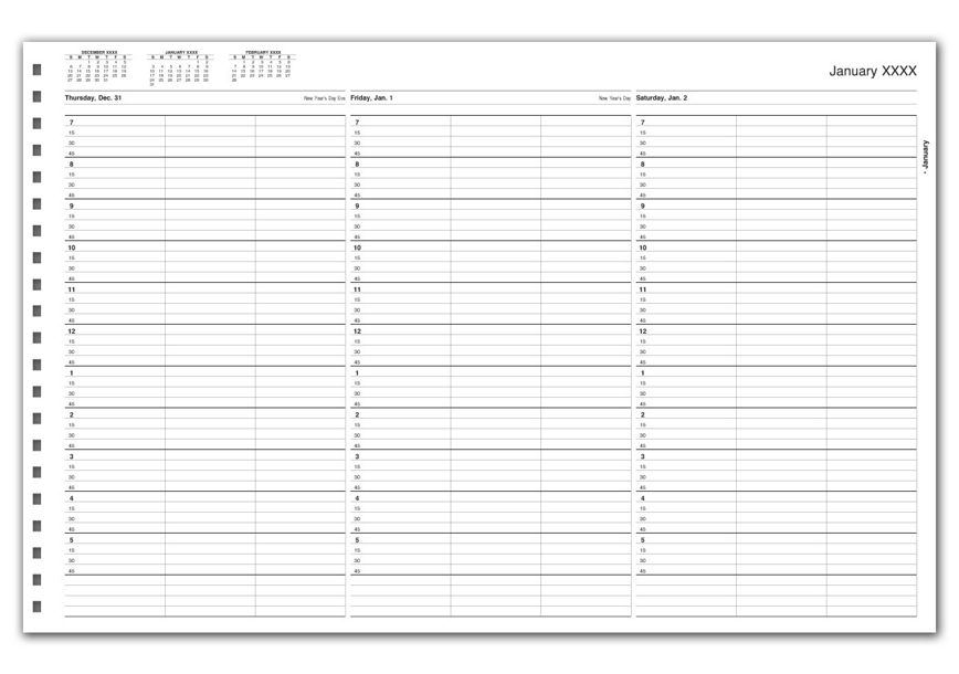 Product image for TimeScan 3 Col Looseleaf Book - 15 Min, 7am-6pm w/extra hr - Item# TIME46