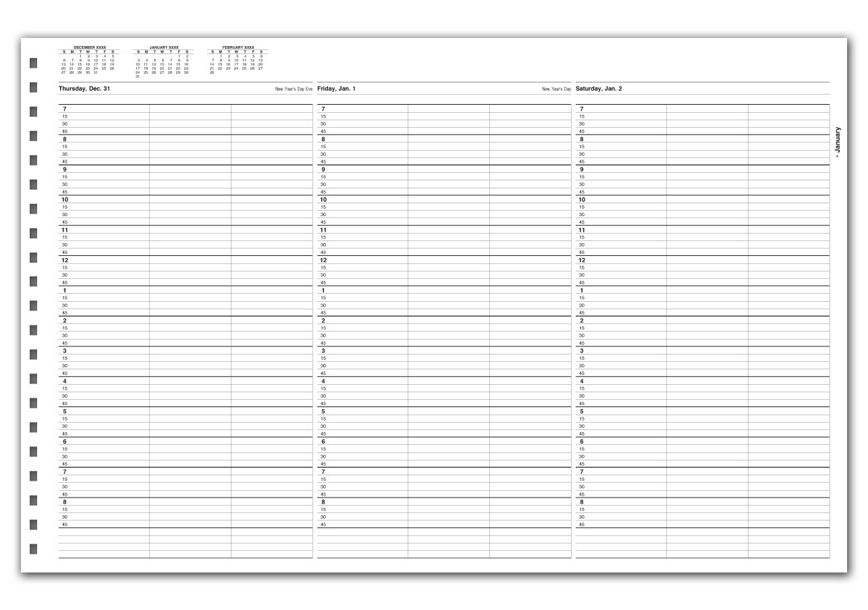 Product image for TimeScan 3 Col Looseleaf Book - 15 Min, 7am-9pm w/extra hr - Item# TIME50