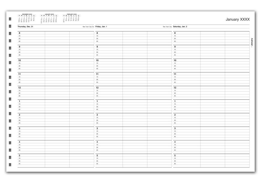 Product image for TimeScan 3 Col Looseleaf Book - 15 Min, 8am-6pm - Item# TIME52