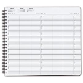 TIME55-TimeScan 3 Col Wirebound Book - 15 Min, 8am-7pm w/extra hrTIME55
