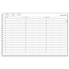 TIME60-TimeScan 3 Col Looseleaf Book - 15 Min, 8am-10pm w/extra hrTIME60