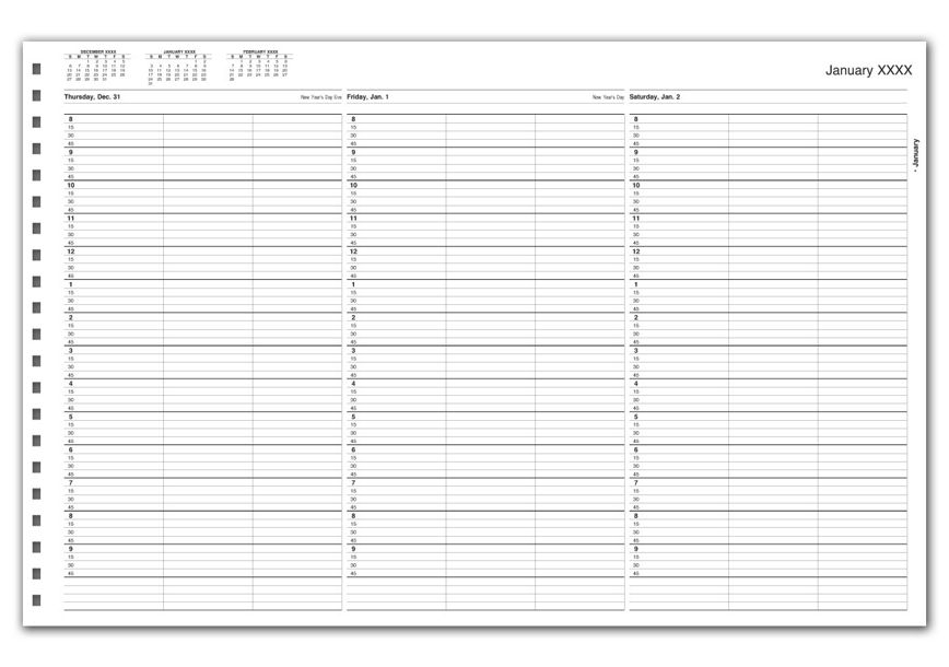Product image for TimeScan 3 Col Looseleaf Book - 15 Min, 8am-10pm w/extra hr - Item# TIME60