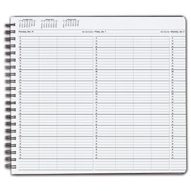 TIME63-TimeScan 4 Col Wirebound Book - 15 Min, 7am-6pm w/extra hrTIME63