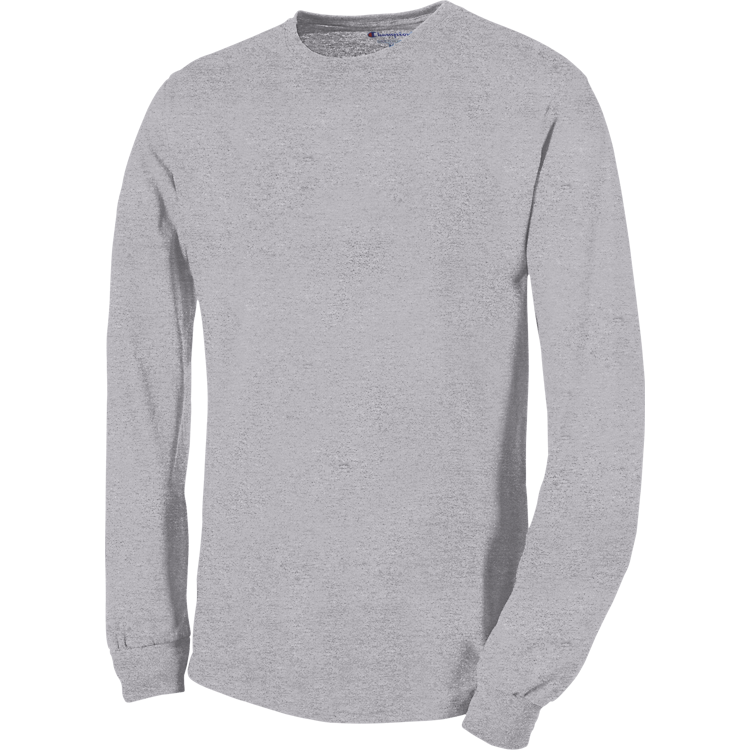 Champion T Shirt Long-Sleeve Crewneck Tee Men Plain Blank Mid-Weight All Cotton 