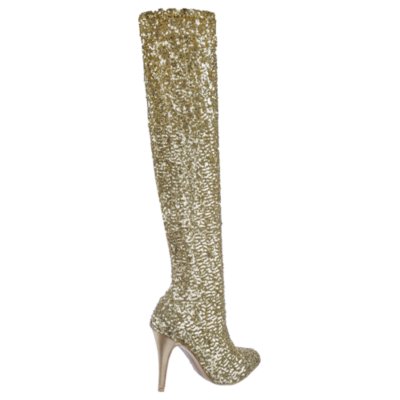 DeBlossom Niki Women's Gold Knee High Boots | Shiekh Shoes