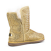 Women's Fur Studded Boot Urban Hook Gold | Shiekh Shoes