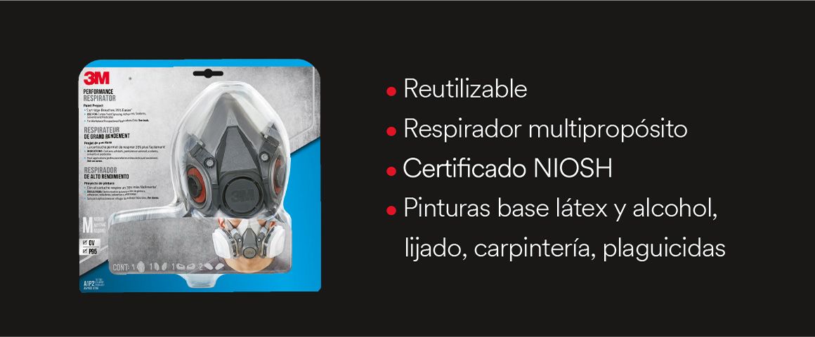kit respirador, repirador reutilizable, respirador para pinturas, respirador 3M, kit para pintura, equipo protección personal